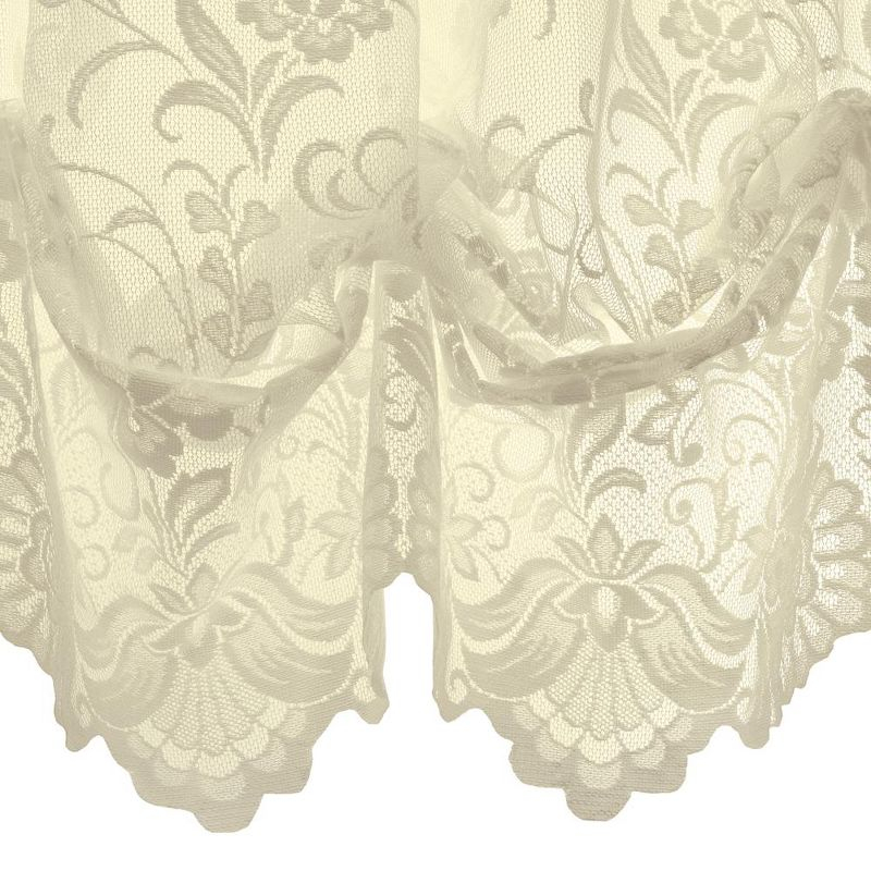 Habitat Limoges Sheer Rod Pocket Timeless Romantic Floral Lace Design Balloon Curtain 55" x 63" Ivory
