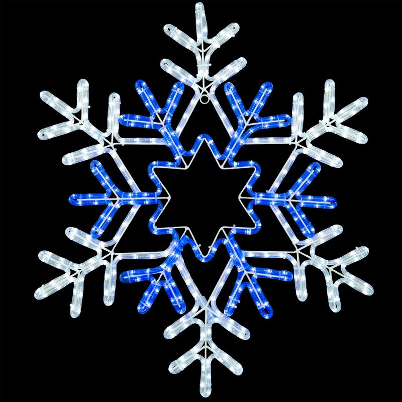 Novelty Lights 30" Pure White/Blue Christmas LED Snowflake Sculpture, Made With LED Rope Light