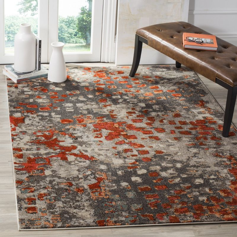 Monaco MNC225 Power Loomed Indoor Area Rug - Grey/Orange - 5'1"x7'7" - Safavieh
