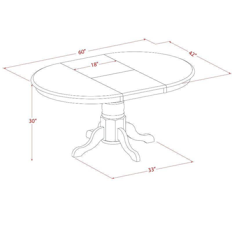 East West Furniture AVT-SBR-TP Oval Table with 18" Butterfly leaf - Saddle Brown