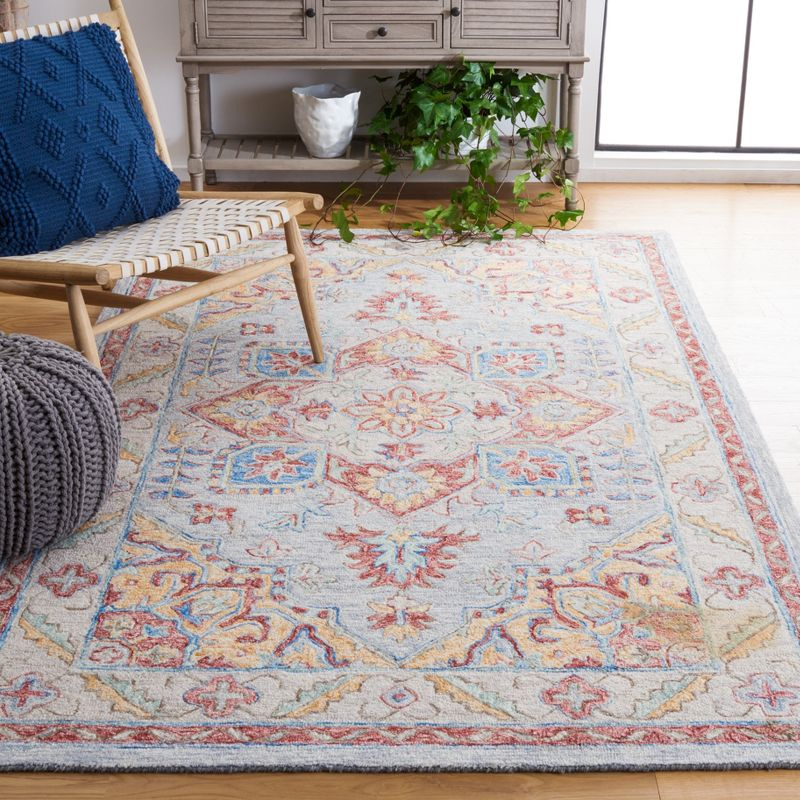 Metro MET352 Hand Tufted Indoor Area Rug - Grey/Rust - 4'x6' - Safavieh