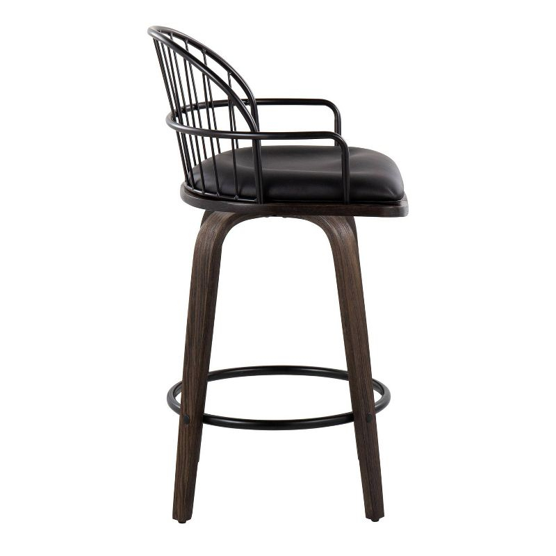 Set of 2 Riley Counter Height Barstools Walnut/Black - LumiSource: 26 inch, Swivel, Upholstered with Armrests
