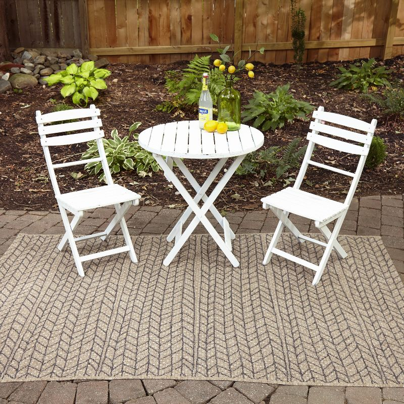 3'11"x5'7" Stripe Loomed Accent Rug Tan - Momeni: Indoor Outdoor Low Pile Entryway Area Rug
