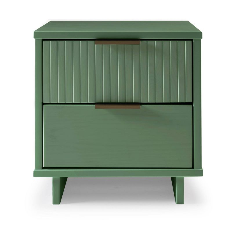 Granville Modern 2 Drawer Nightstand Sage Green - Manhattan Comfort: Soft Close, Full Extension Storage
