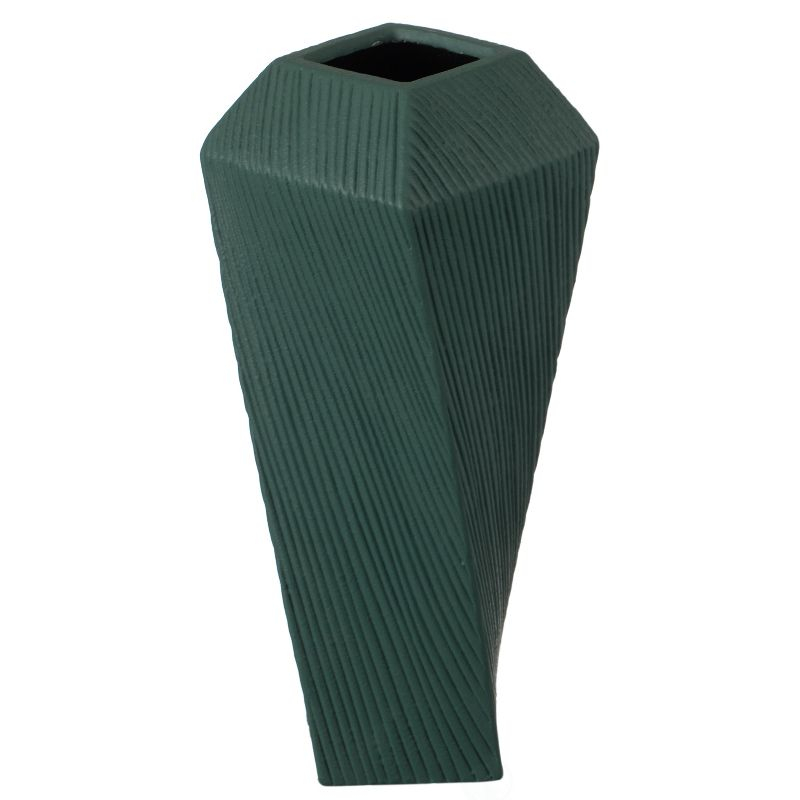 Uniquewise 12" H Decorative Ceramic Square Twisted Centerpiece Table Vase Green, Large