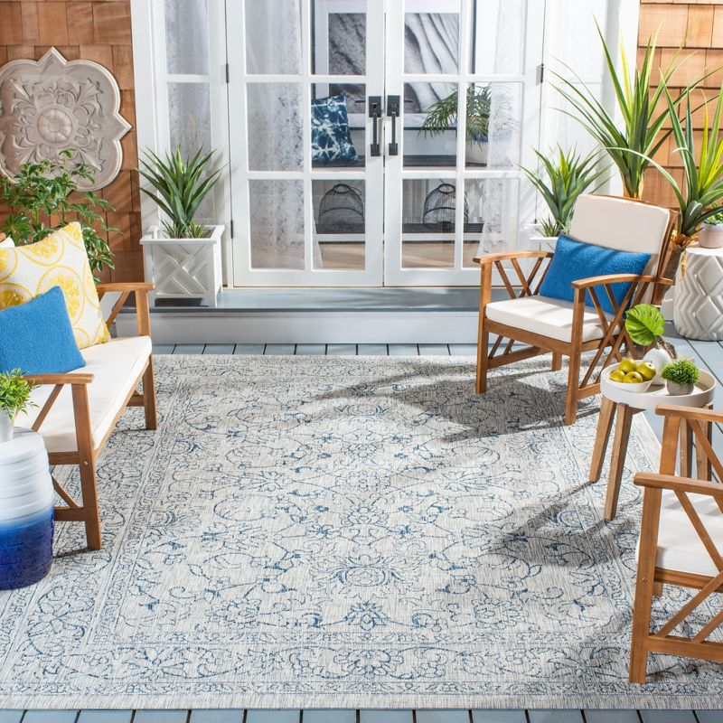 Courtyard CY8680 Power Loomed Indoor and Outdoor Area Rug - Grey/Navy - 8'x11' - Safavieh