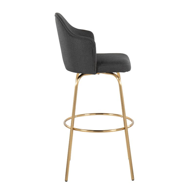 Set of 2 Ahoy Polyester/Metal Barstools Gold/Charcoal - LumiSource: Swivel, Upholstered, Fixed Height