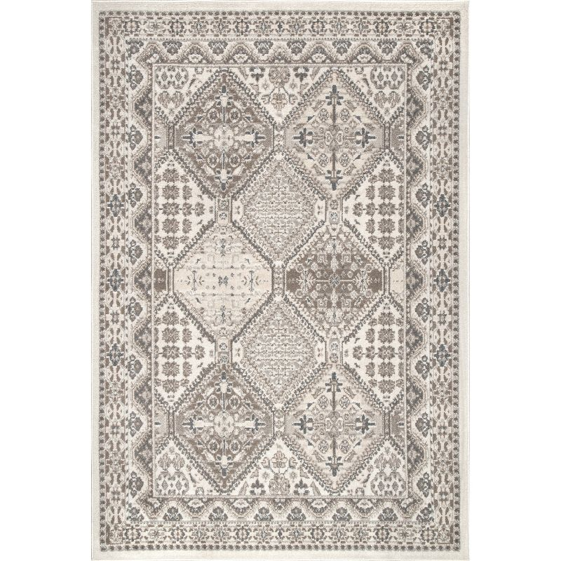 Nuloom 4x6 Becca  Tiled Indoor Area Rug, Beige, Faded Transitional Design, Stain Resistant, BedroomLiving Room, Kitchen,