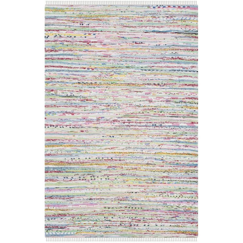 Rag Rug RAR125 Hand Woven Indoor Area Rug - Light Green/Multi - 4'x6' - Safavieh.
