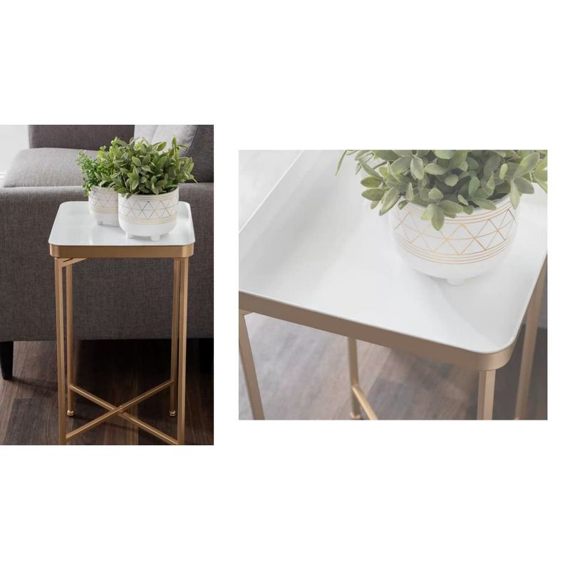 Kate and Laurel Celia Rectangle Metal Side Table, 18x12x26, Black