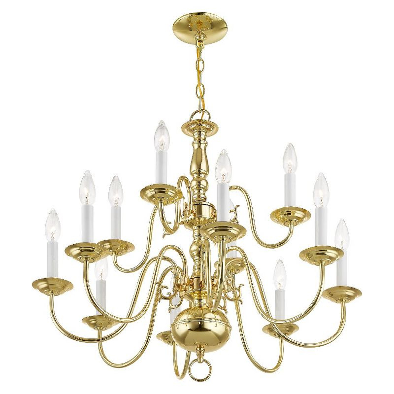 Livex Lighting Williamsburgh 12 - Light Chandelier in  Polished Brass