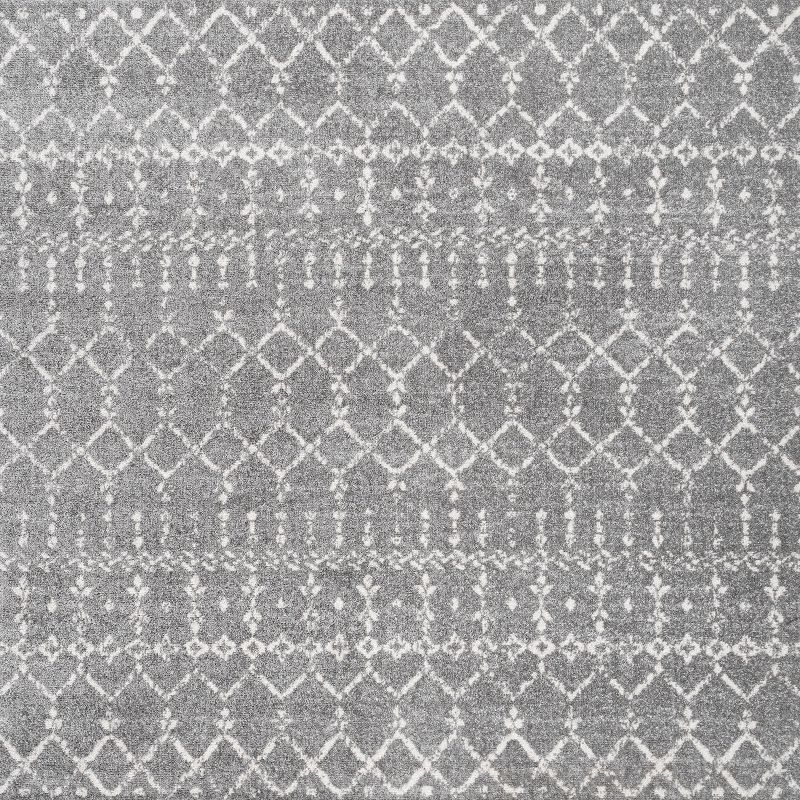 JONATHAN Y Moroccan HYPE Boho Vintage Diamond Gray/Ivory 5' Square Area Rug