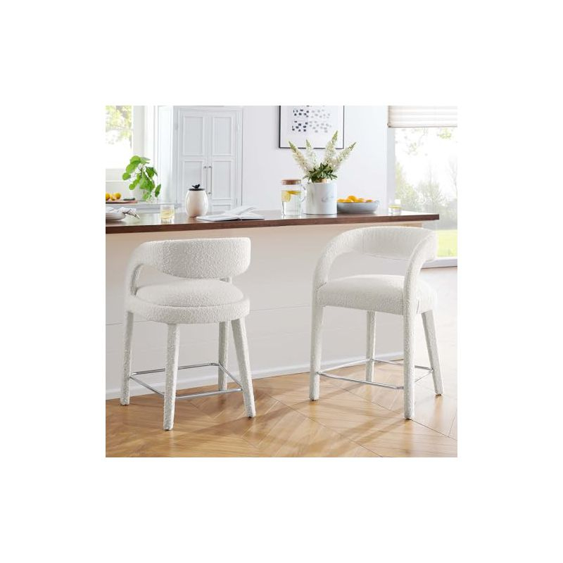 Modway Pinnacle Boucle Upholstered Counter Stool Set of Two