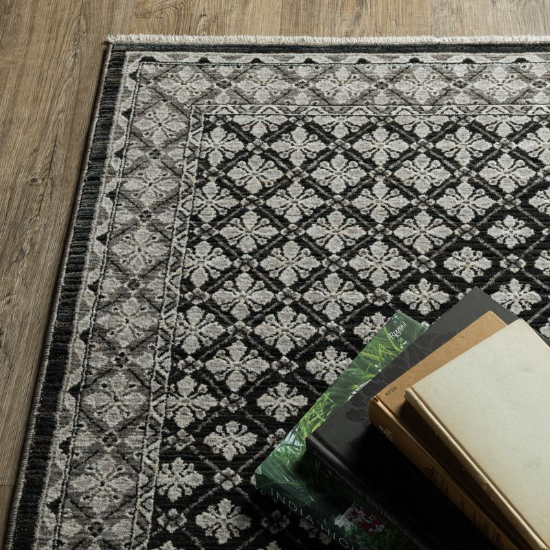 Oriental Weavers Chamberlain CH04A Black / Grey Indoor Area Rug - 2'3" x 7'6"