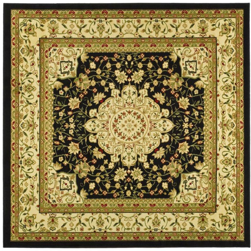 Lyndhurst LNH213 Power Loomed Area Rug - Black/Ivory - 8'x8' - Safavieh.