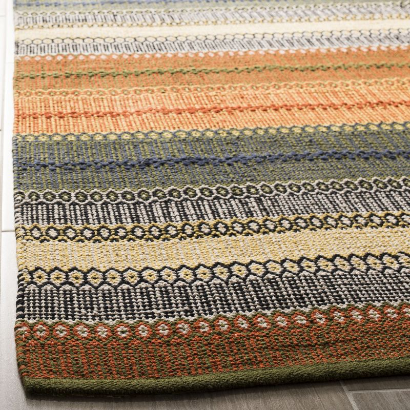 Striped Kilim STK412 Hand Woven Indoor Area Rug - Gold/Grey - 4'x6' - Safavieh.