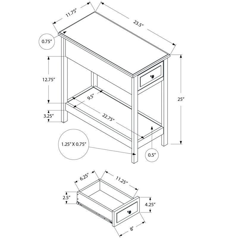 Monarch Specialties Accent Table 2 Tier End Side Table Narrow Nightstand Bedroom Storage Drawer Lamp Brown Veneer Transitional