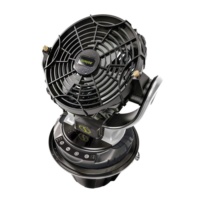Sun Joe 24 Volt IONMAX Cordless Misting Fan Kit, Indoor or Outdoor, with 6 Gallon Portable Bucket, 60 Square Foot Coverage, 2.0-AH Battery and