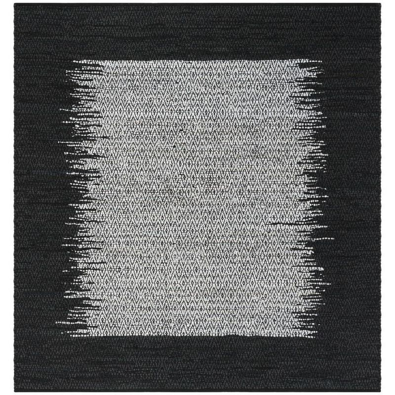 Vintage Leather VTL387 Hand Woven Indoor Area Rug - Light Grey/Black - 6'x6' - Safavieh.