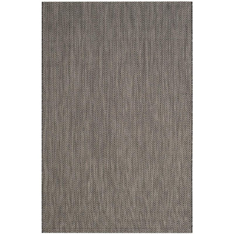 Courtyard CY8022 Power Loomed Indoor and Outdoor Area Rug - Black/Beige - 4'x5'7" - Safavieh