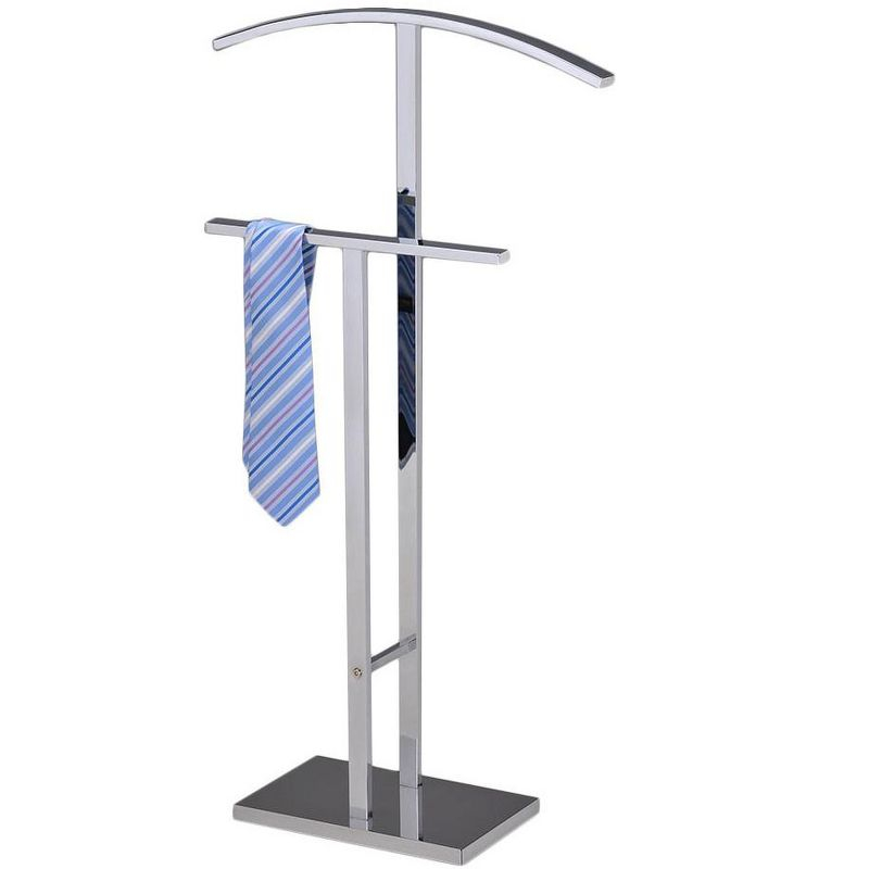 Kings Brand Furniture - Dossi Metal Suit Valet Stand, Clothes Rack, Clothing Organizer, Jacket Hanger, Tie Hanger (Chrome)