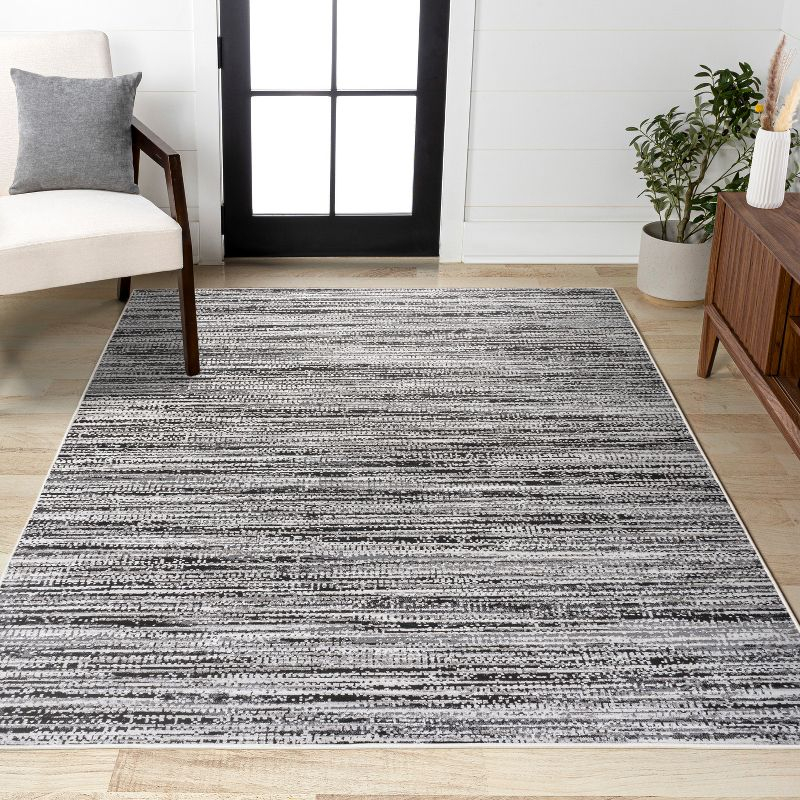 JONATHAN Y Loom Modern Strie'  Black/Gray 8 ft. x 10 ft. Area Rug