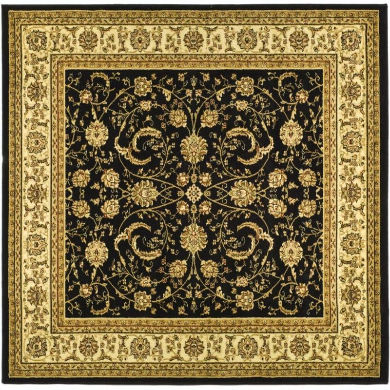 Lyndhurst LNH219 Power Loomed Area Rug - Black/Ivory - 6'x6' - Safavieh