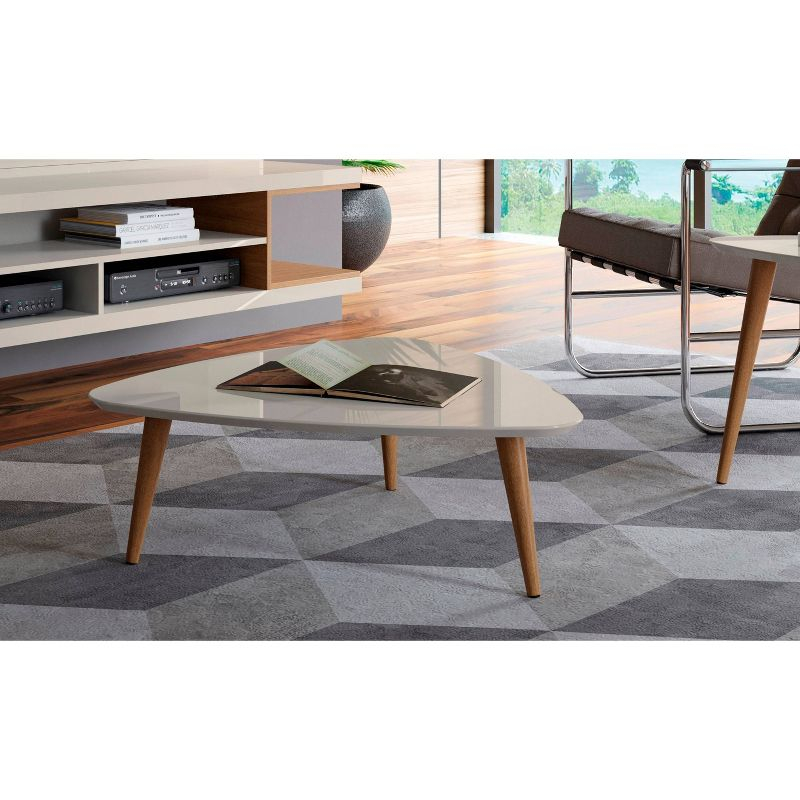 Manhattan Comfort 11.81" Utopia High Triangle Coffee Table with Splayed Legs Off-White: Mid-Century Modern, MDF Construction