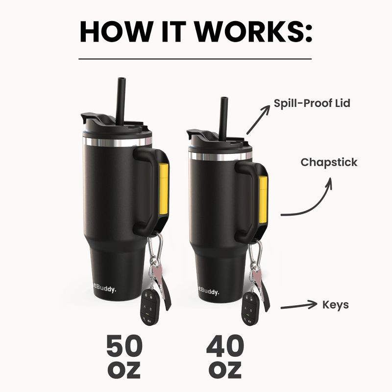 FrostBuddy 40 Oz Thicc Buddy Insulated Tumbler | Stainless Steel + Chapstick Holder Lights 40