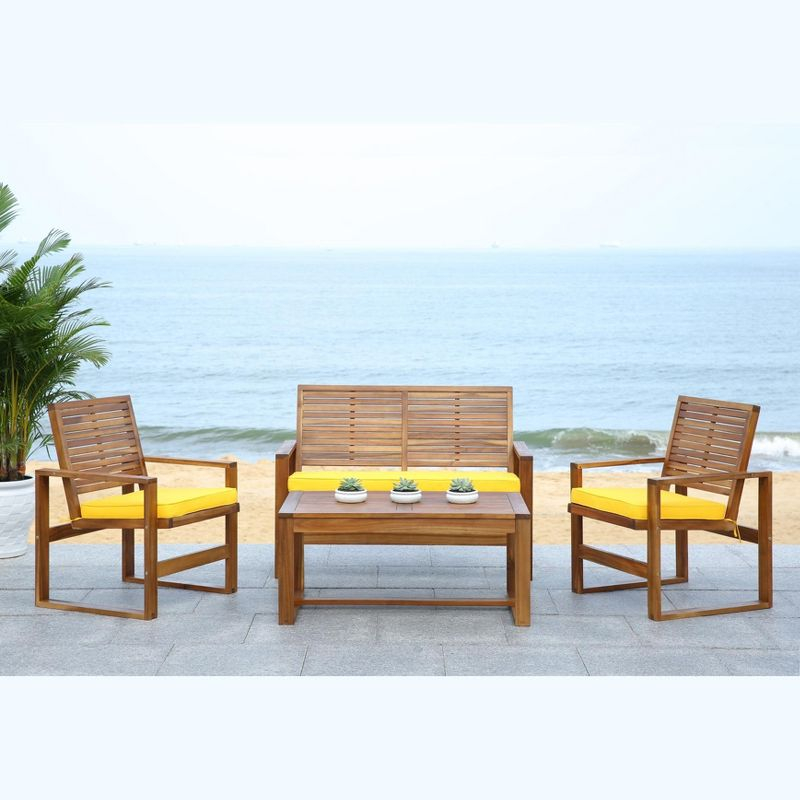 Ozark 4 Piece Set - Indoor/Outdoor - FOX6007 - Natural/Yellow - Safavieh