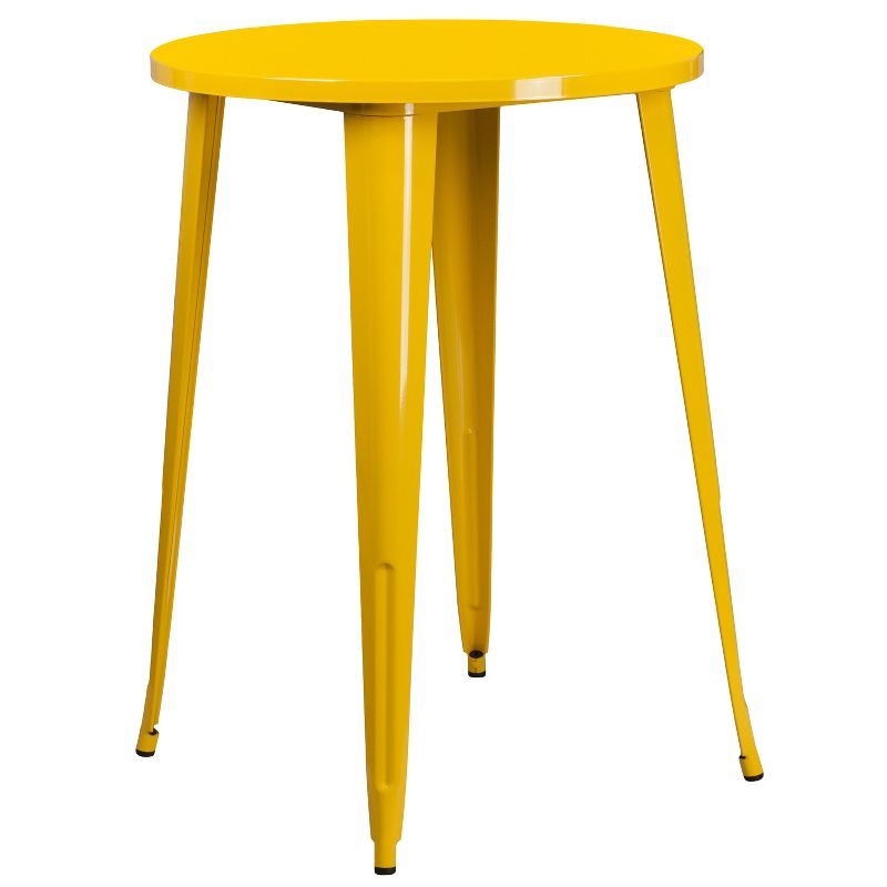 Emma and Oliver Commercial Grade 30" Round Yellow Metal Indoor-Outdoor Bar Height Table