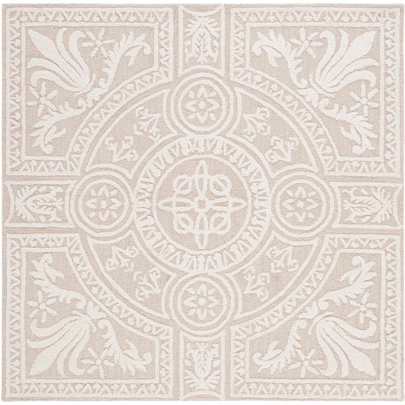 Blossom BLM109 Hand Tufted Indoor Area Rug - Light Grey/Ivory - 6'x6' - Safavieh