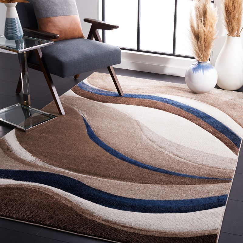 Hollywood HLW766 Machine Made Area Rug - 6'7"x9' - Beige/Blue - Safavieh