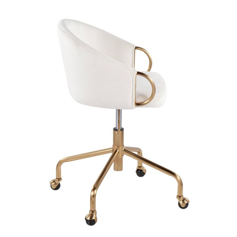 Claire Velvet Task Chair with Gold Armrests & Base, Adjustable Height - LumiSource