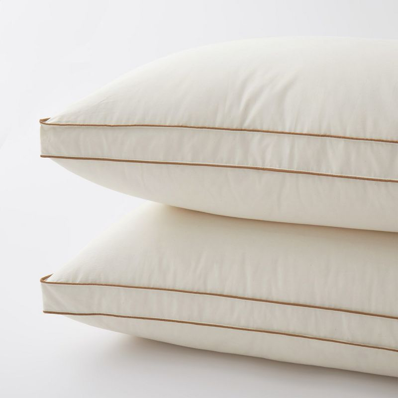 Peace Nest 100% Organic Cotton Down Feather Gusseted Bed Pillows Set of 2, Pillow-in-a-pillow design, Gusset, Standard
