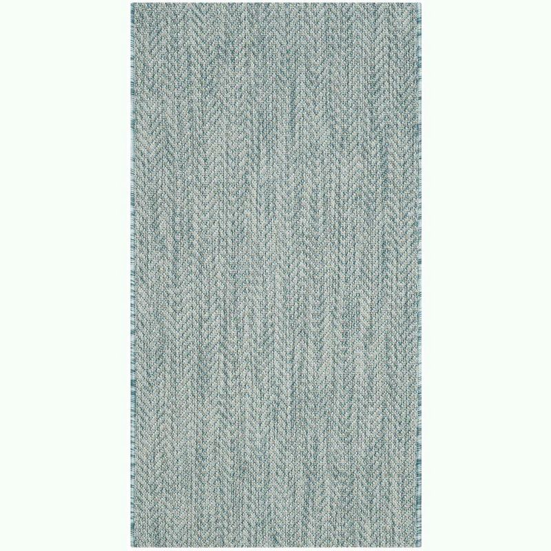 Courtyard CY8022 Power Loomed Indoor and Outdoor Accent Rug - Aqua/Grey - 2'x3'7" - Safavieh