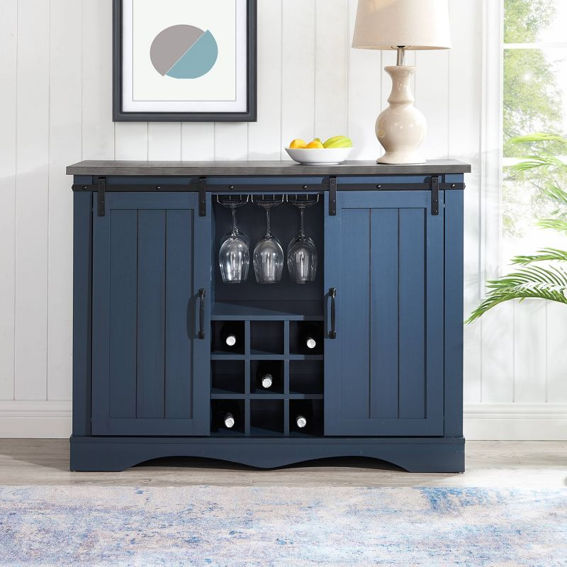 47" Wine Bar Cabinet Navy - Home Essentials