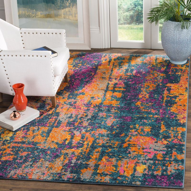 Madison MAD143 Power Loomed Area Rug - Blue/Orange - 3'x5' - Safavieh.