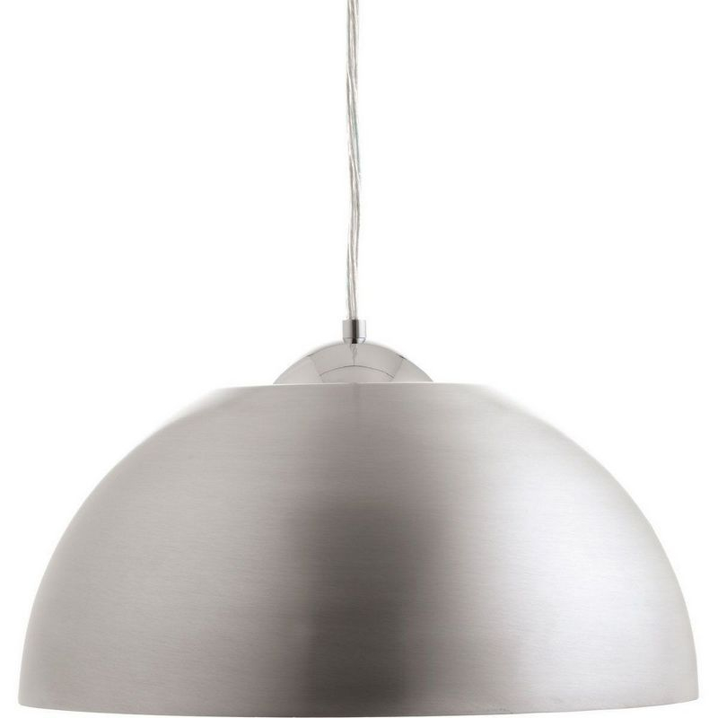 Progress Lighting Dome 1-Light LED Pendant, Satin Aluminum, Painted Silver Interior, Steel, Dry Rated