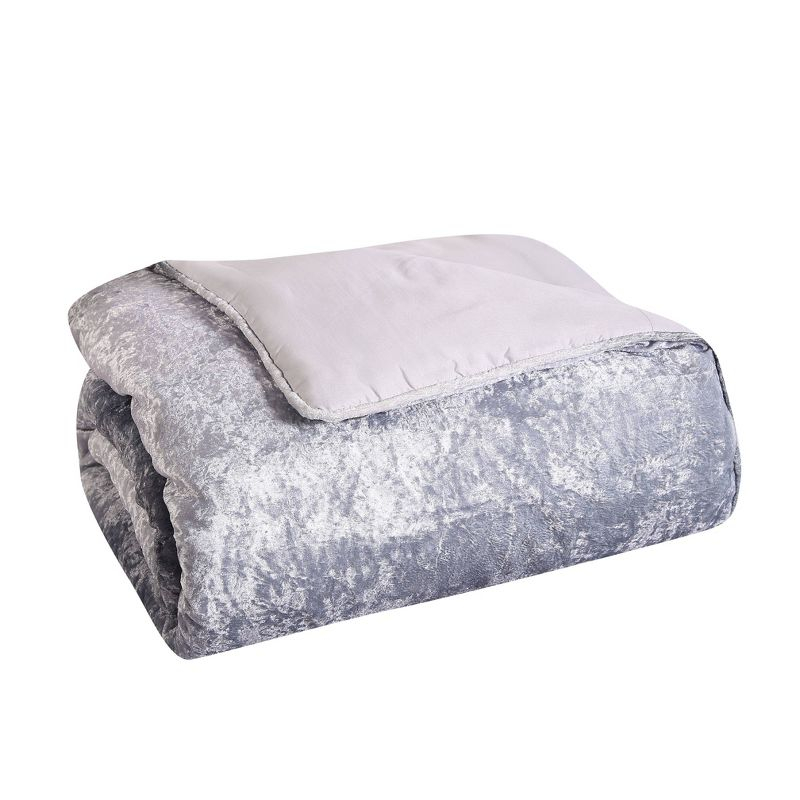 3pc Queen Bradshaw Ombre Velvet Comforter Set Gray - Geneva Home Fashion