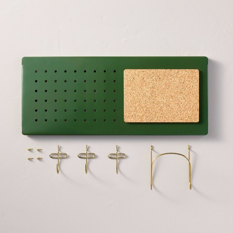 Small Metal Pegboard Wall Organizer Set Green/Gold - Hearth & Hand™ with Magnolia: Wall Mounted Hooks & Storage