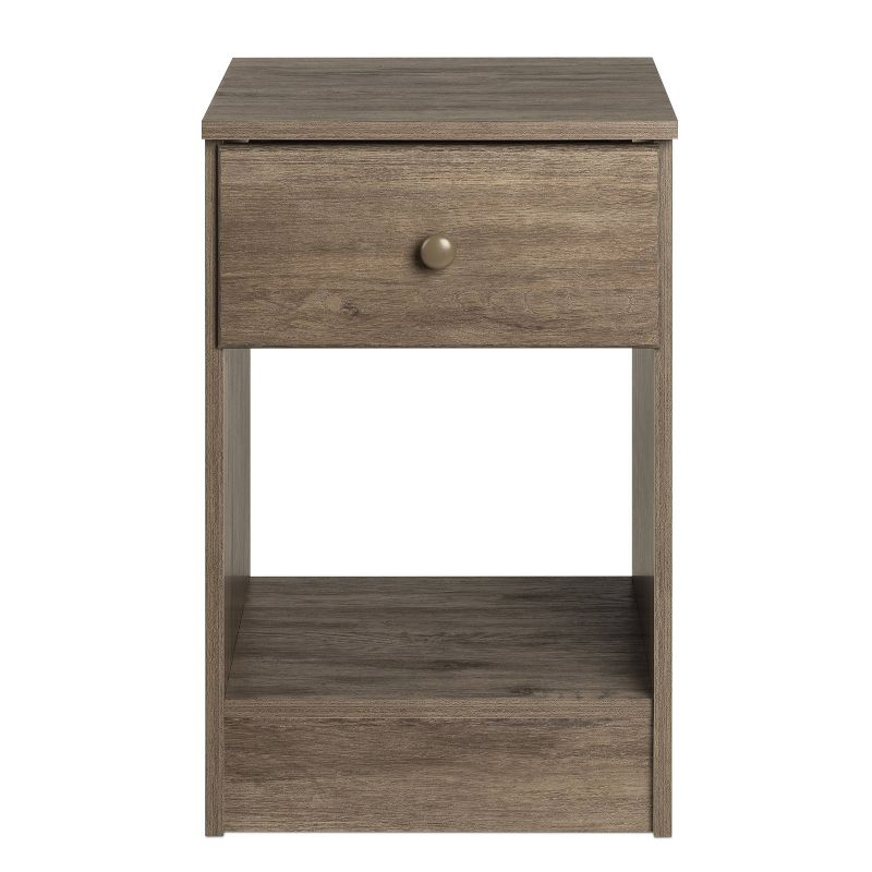 Astrid Drawer Nightstand Drifted Gray - Prepac: Open-Shelf Design, Solid Wood Knobs, Laminated Surface