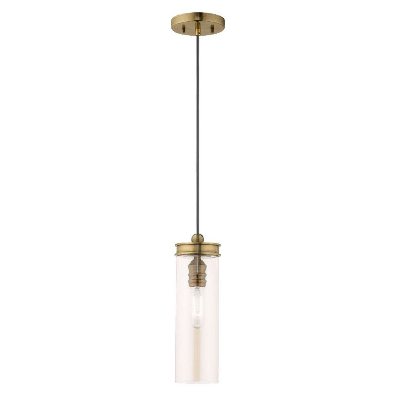 Livex Lighting Art Glass 1 - Light Pendant in  Antique Brass