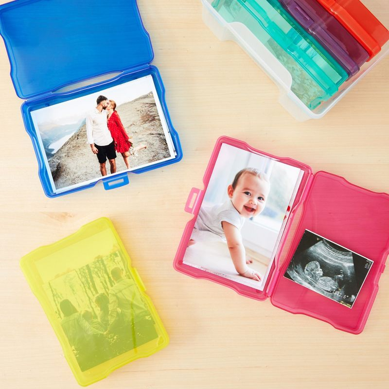 Paper Junkie 4 x 6 Inch Photo Storage Box with 6 Inner Cases, Plastic Box for Stickers, Crafts, Seeds, Craft Organizers and Storage (7 Pieces)