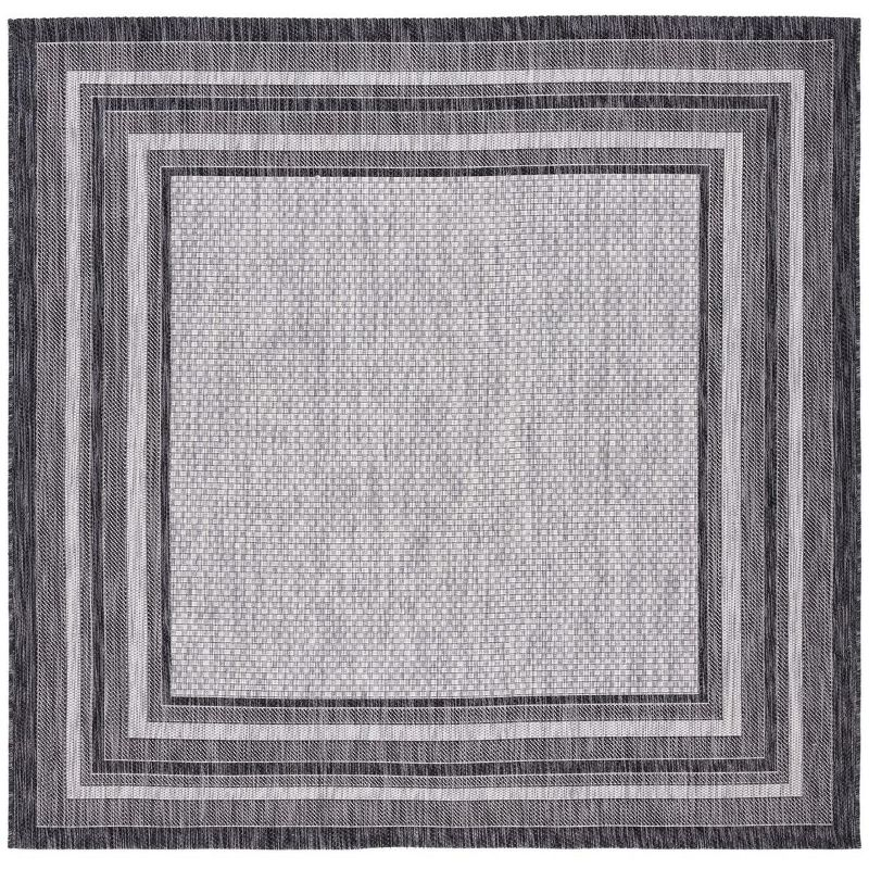 Courtyard CY8475 Power Loomed Indoor and Outdoor Area Rug - Light Grey/Black - 6'7"x6'7" - Safavieh