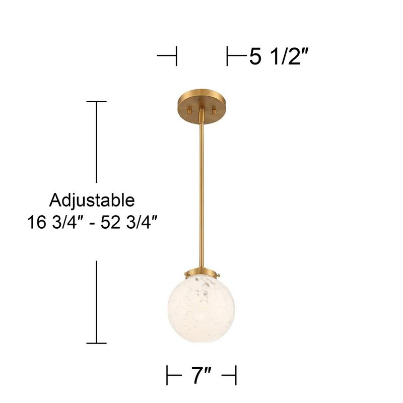 Possini Euro Design Candide Warm Brass Mini Pendant Lighting 7" Wide Mid Century Modern Art Glass Globe Shade for Dining Room House Kitchen Island