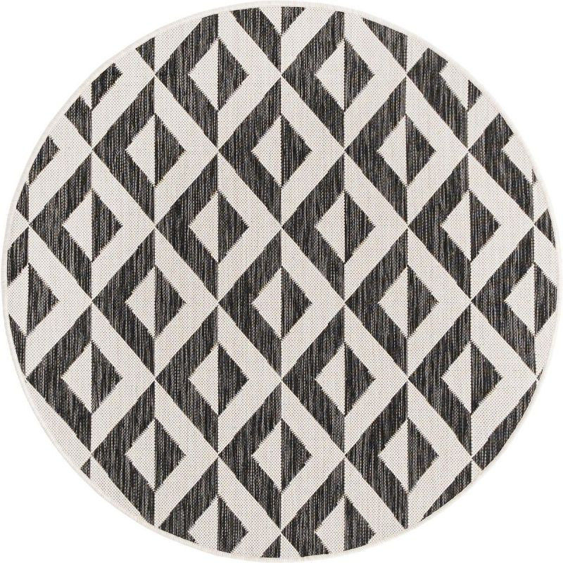 Jill Zarin 4' 0 x 4' 0 Round Indoor/Outdoor Charcoal Gray Area Rug