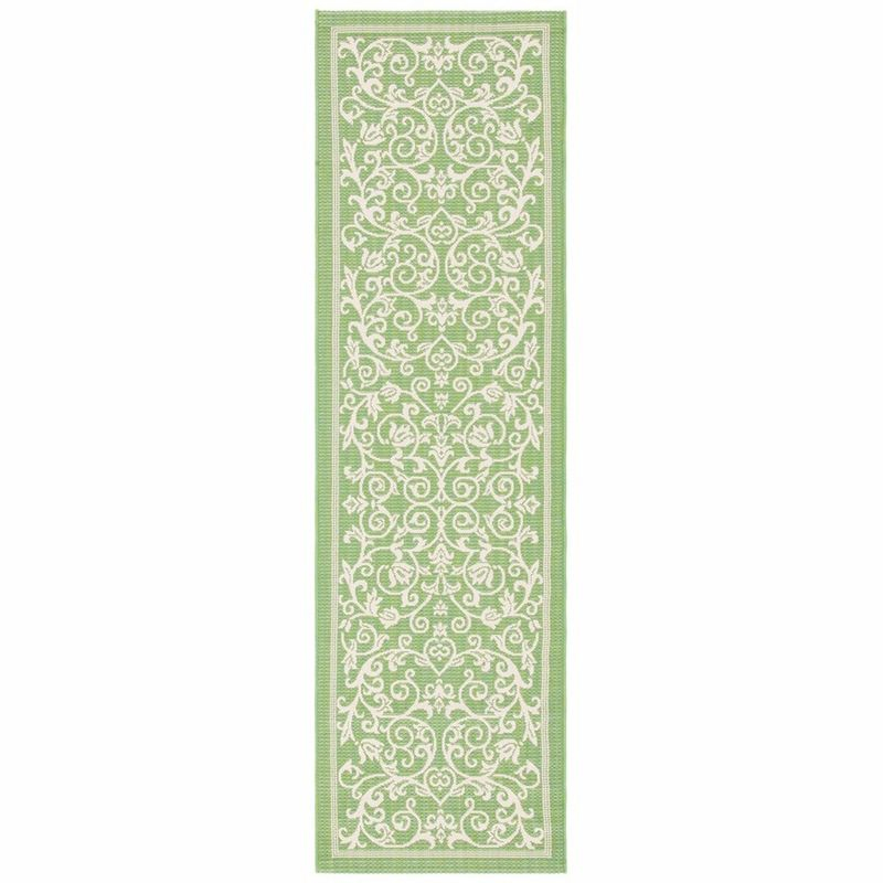 Courtyard CY2098 Power Loomed Indoor and Outdoor Runner Rug - Olive/Natural - 2'3"x10' - Safavieh