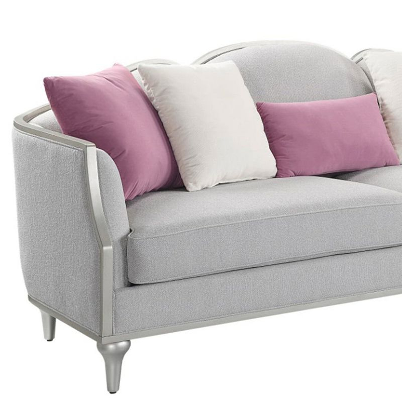 94" Kasa Sofa Beige Linen, Champagne Finish & Accent Pillows - Acme Furniture