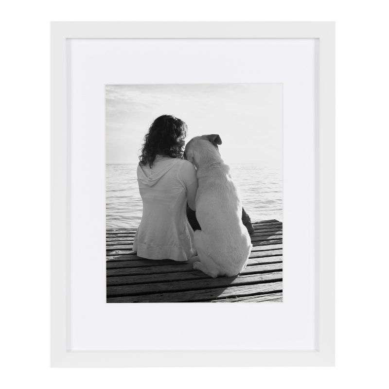 DesignOvation Gallery Rectangle Wood Wall Frame, 11x14 matted to 8x10, White